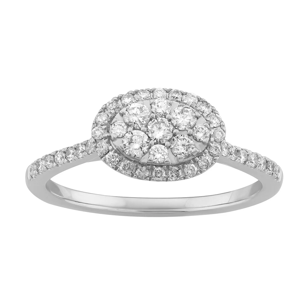 Simply Vera Vera Wang 14k White Gold 1/2 Carat T.W. Diamond Oval Cluster Engagement Ring