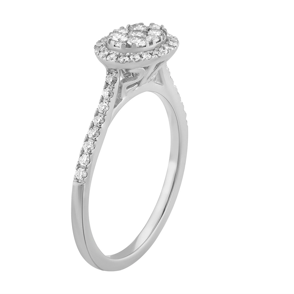 Simply Vera Vera Wang 14k White Gold 1/2 Carat T.W. Diamond Oval Cluster Engagement Ring - Image 2