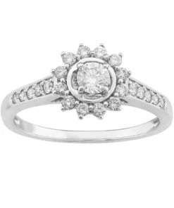 Simply Vera Vera Wang 14k White Gold 1/2 Carat T.W. Diamond Flower Halo Engagement Ring
