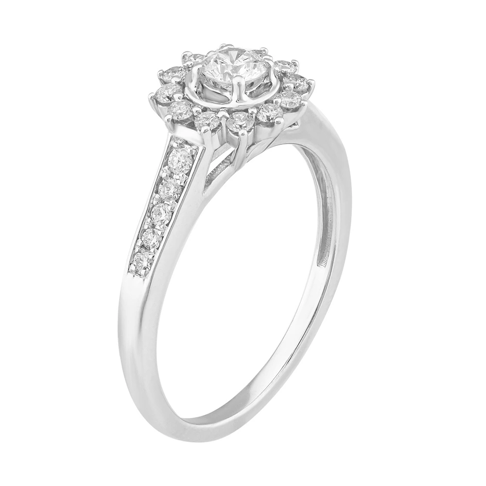 Simply Vera Vera Wang 14k White Gold 1/2 Carat T.W. Diamond Flower Halo Engagement Ring - Image 2