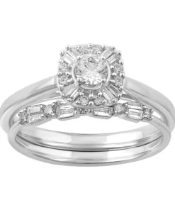 Simply Vera Vera Wang 14k White Gold 1/2 Carat T.W. Round & Baguette Cut Diamond Cluster Engagement Ring Set