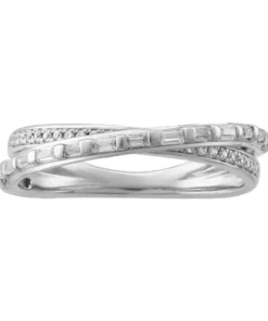 Simply Vera Vera Wang 14k White Gold 1/4 Carat T.W. Round & Baguette Cut Diamond Crossover Anniversary Ring
