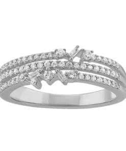 Simply Vera Vera Wang 14k White Gold 1/3 Carat T.W. Round & Baguette Cut Diamond 3 Row Fashion Ring