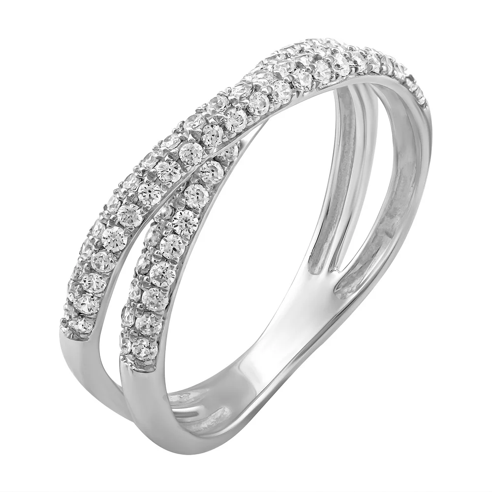 Simply Vera Vera Wang 14k White Gold 1/2 Carat T.W. Diamond Crossover Fashion Ring - Image 2