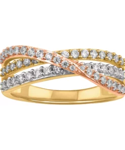 Simply Vera Vera Wang Tri-Tone 14k Gold 1/2 Carat T.W. Diamond Crossover Ring