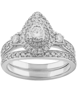 Simply Vera Vera Wang 14k White Gold 1 Carat T.W. Diamond Teardrop Cluster Engagement Ring Set