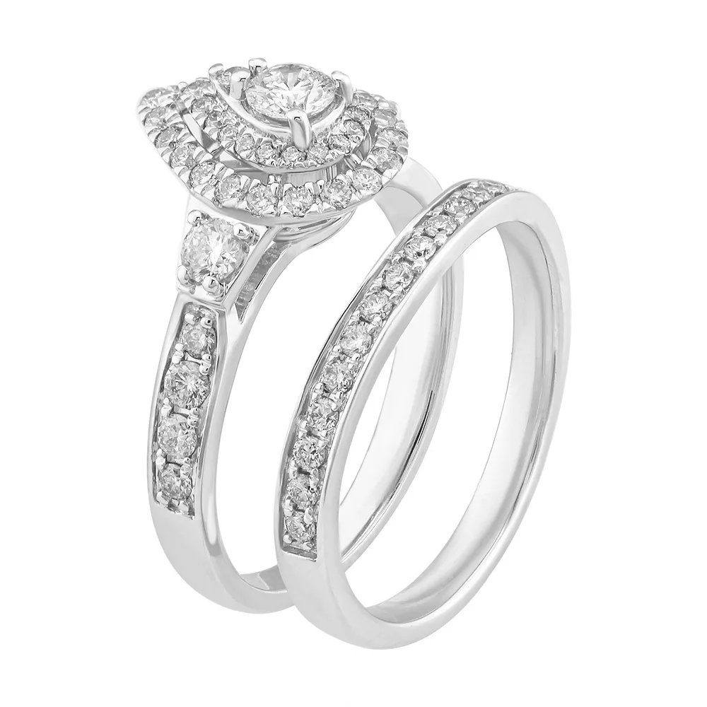 Simply Vera Vera Wang 14k White Gold 1 Carat T.W. Diamond Teardrop Cluster Engagement Ring Set - Image 2