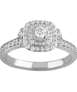 Simply Vera Vera Wang 14k White Gold 1/2 Carat T.W. Diamond Cushion Halo Engagement Ring