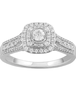 Simply Vera Vera Wang 14k White Gold 1/2 Carat T.W. Diamond Cushion Halo Engagement Ring