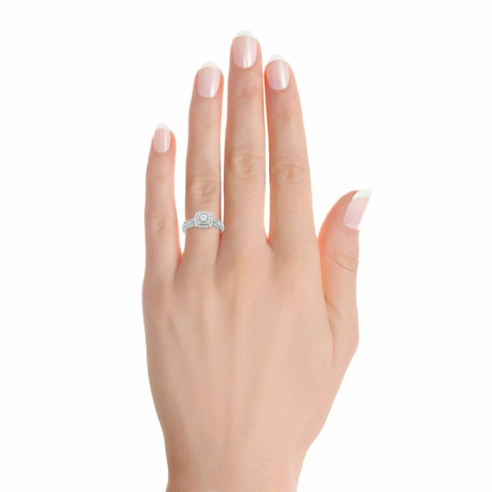 Simply Vera Vera Wang 14k White Gold 1/2 Carat T.W. Diamond Cushion Halo Engagement Ring - Image 3