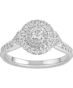 Simply Vera Vera Wang 14k White Gold 1/2 Carat T.W. Diamond Halo Engagement Ring