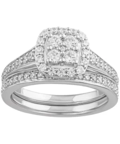 Simply Vera Vera Wang 14k White Gold 3/4 Carat T.W. Diamond Cluster Engagement Ring Set