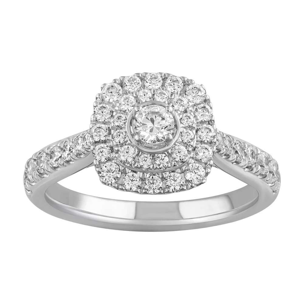 Simply Vera Vera Wang 14k White Gold 3/4 Carat T.W. Diamond Cushion Halo Engagement Ring