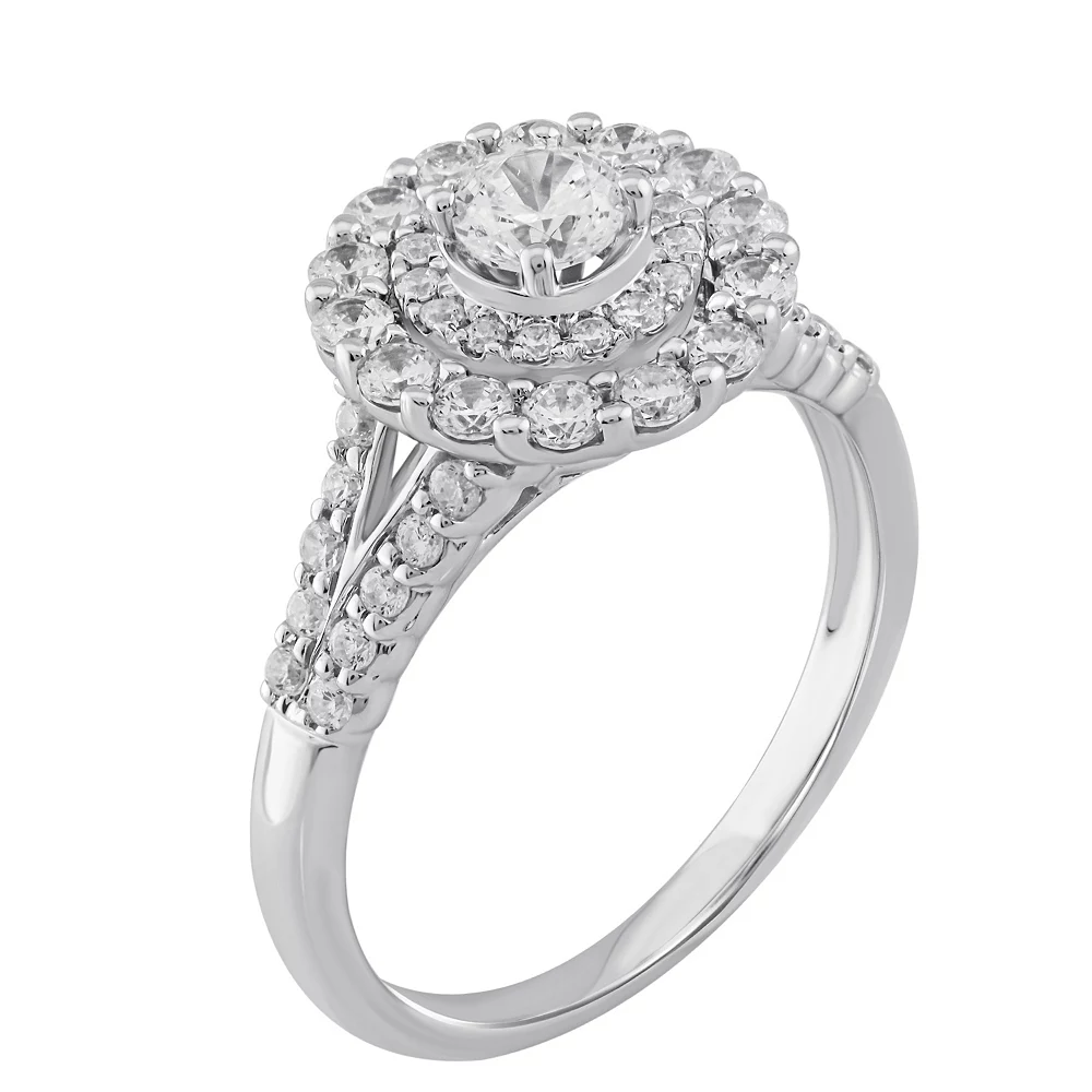 Simply Vera Vera Wang 14k White Gold 1 Carat T.W. Round Cut Diamond Cluster Engagement Ring - Image 2
