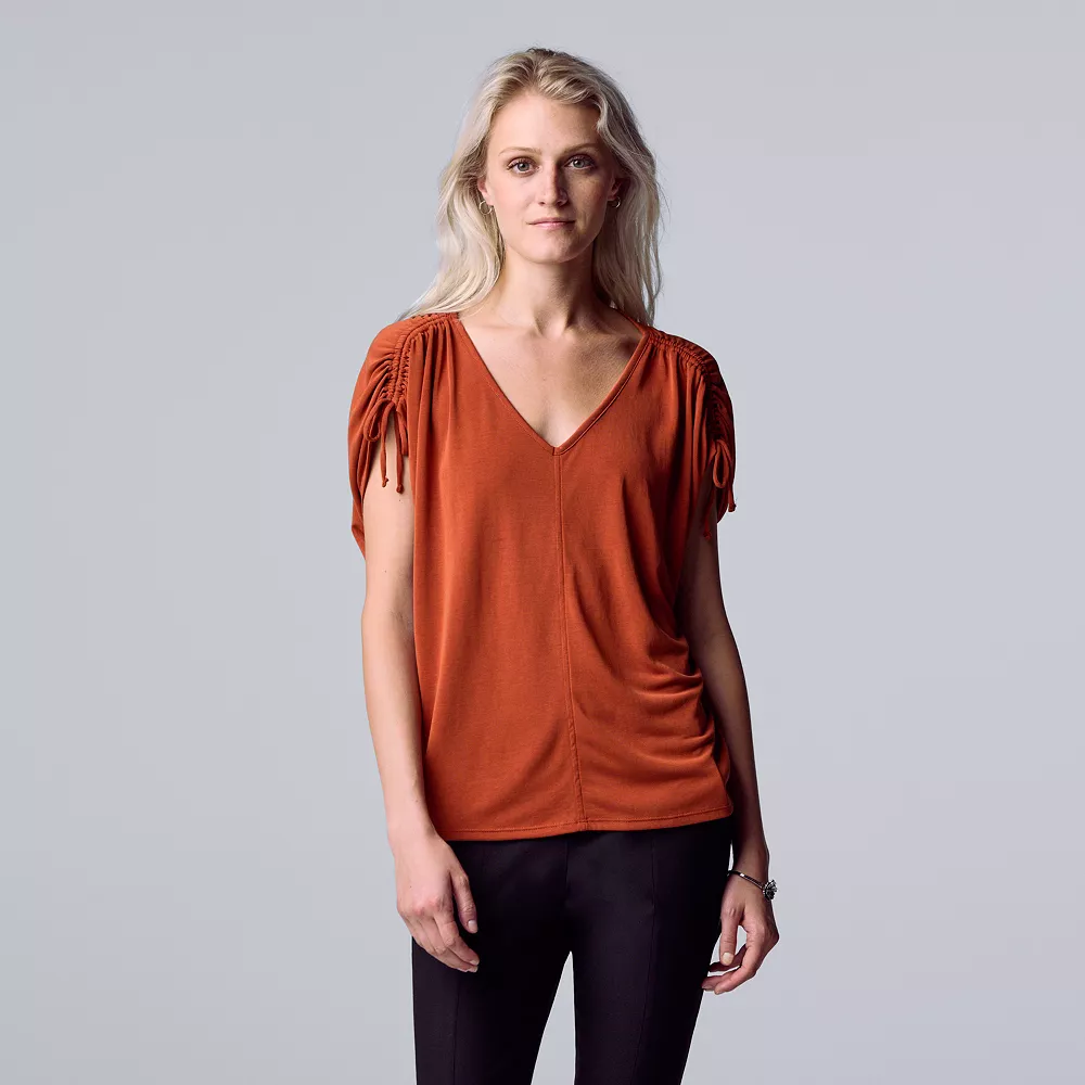 Women's Simply Vera Vera Wang Ruched-Shoulder Dolman Tee - Image 2