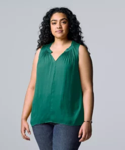 Plus Size Simply Vera Vera Wang Pintuck Sleeveless Top