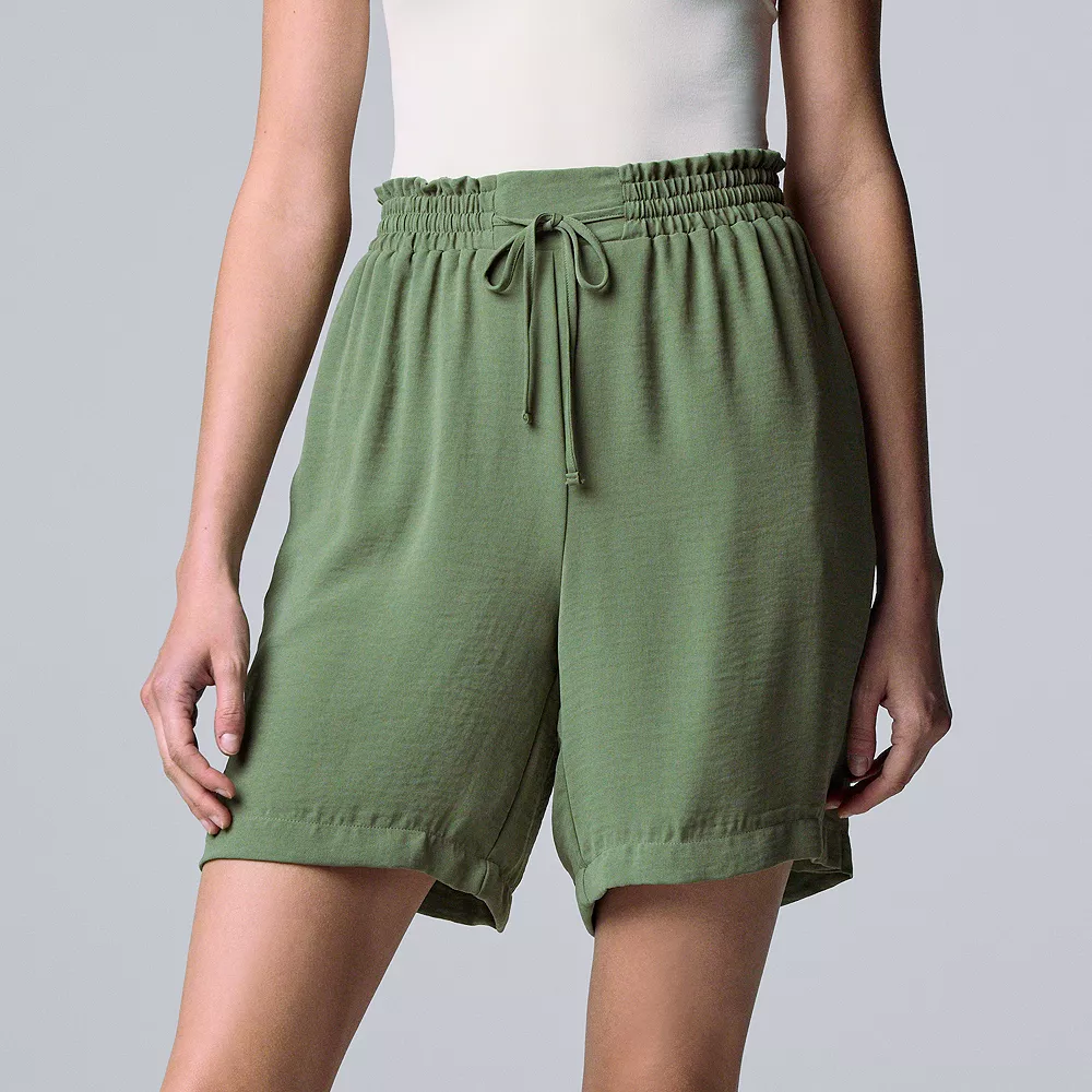 Women's Simply Vera Vera Wang High-Rise Paperbag Waist Shorts - Image 3