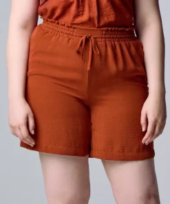 Women's Simply Vera Vera Wang High-Rise Paperbag Waist Shorts