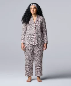 Plus Size Simply Vera Vera Wang Cozy 3-pc. Long Sleeve Pajama Shirt, Pajama Pants & Matching Headband Sleep Set