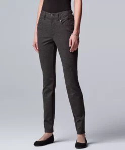 Petite Simply Vera Vera Wang High-Waisted Seamed Ponte Skinny Pants
