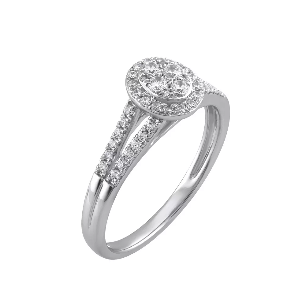 Simply Vera Vera Wang 14k White Gold 1/3 Carat Diamond Cluster Engagement Ring - Image 2