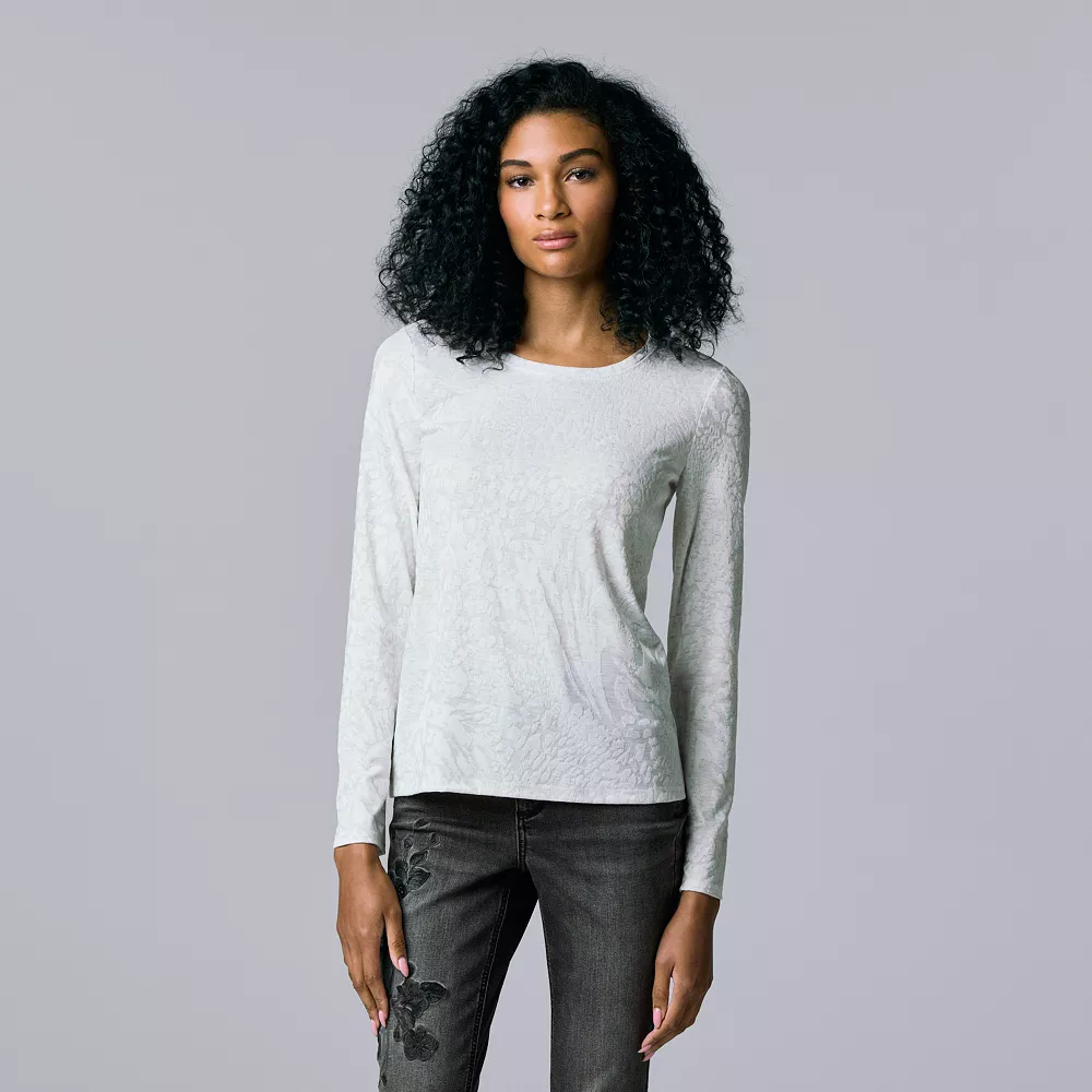 Women's Simply Vera Vera Wang Textured Crewneck Tee - Image 4