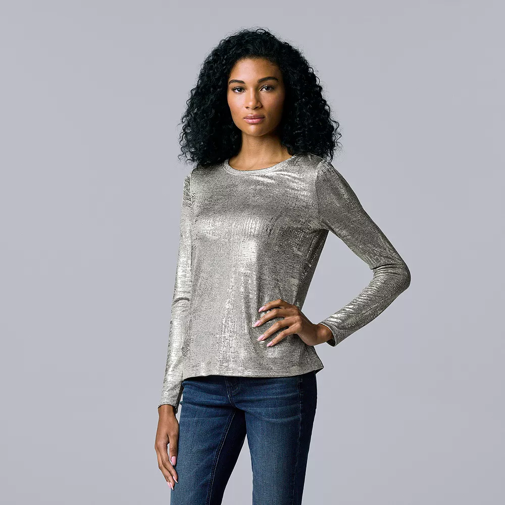 Women's Simply Vera Vera Wang Textured Crewneck Tee - Image 9