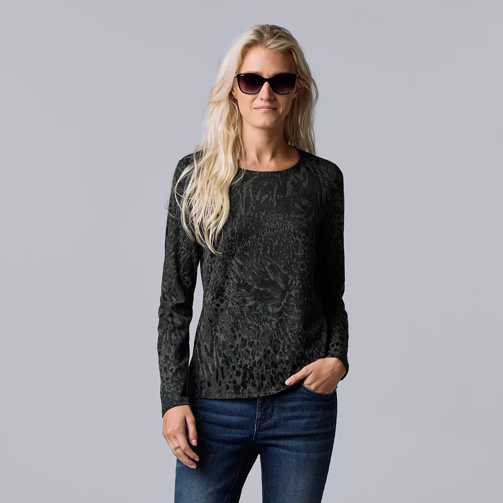 Women's Simply Vera Vera Wang Textured Crewneck Tee - Image 5