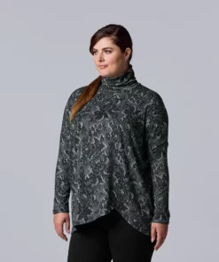 Plus Size Simply Vera Vera Wang Cozy Asymmetrical-Hem Top