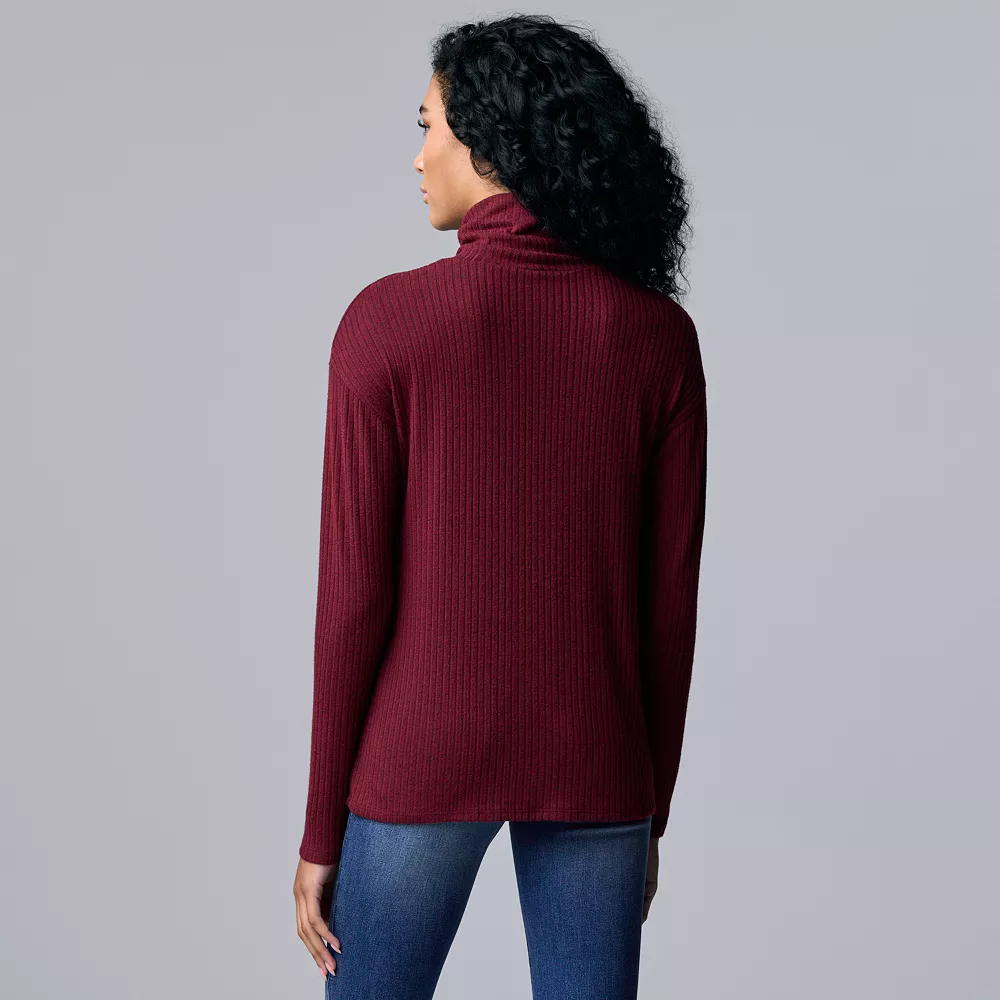 Women's Simply Vera Vera Wang Asymmetrical Ribbed Turtleneck Top - Image 6