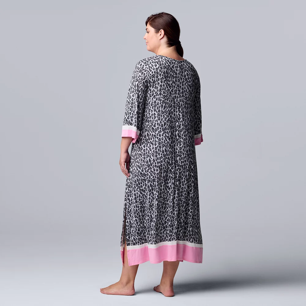 Plus Size Simply Vera Vera Wang 3/4 Sleeve Maxi Caftan - Image 3