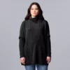 Women's Simply Vera Vera Wang Traveling Cable-Knit Poncho Sweater