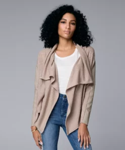 Women's Simply Vera Vera Wang Draped Open-Front Cardigan
