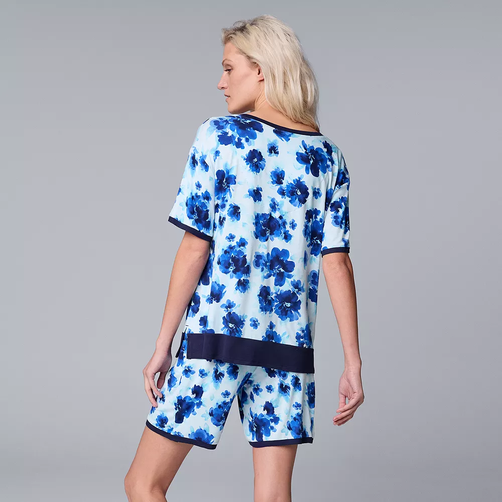 Women's Simply Vera Vera Wang Short Sleeve Pajama Top and Bermuda Pajama Shorts Sleep Set - Image 3