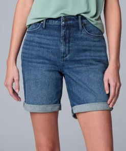 Women's Simply Vera Vera Wang High-Waist Cuffed Jean Shorts
