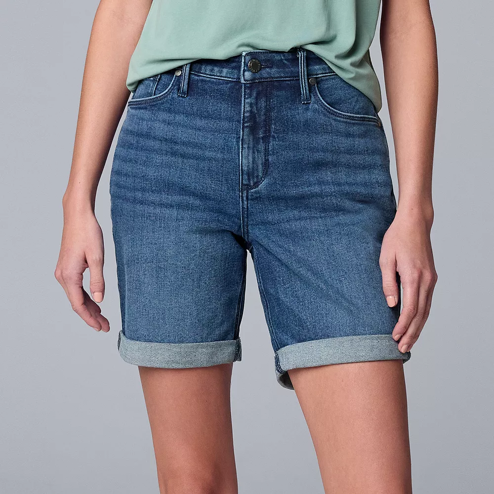 Women's Simply Vera Vera Wang High-Waist Cuffed Jean Shorts