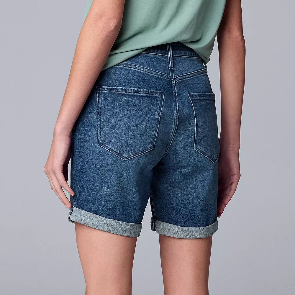 Women's Simply Vera Vera Wang High-Waist Cuffed Jean Shorts - Image 2