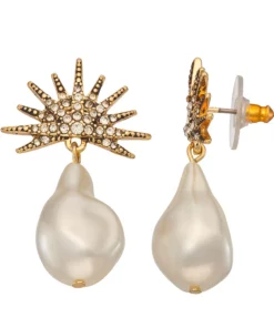 Simply Vera Vera Wang Gold Tone Simulated Pearl Celestial Drop Earrings