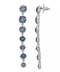Simply Vera Vera Wang Silver Tone Simulated Blue Crystal Linear Drop Earrings