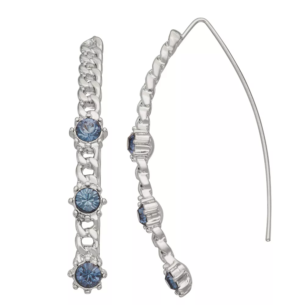Simply Vera Vera Wang Silver Tone Simulated Blue Crystal Chain Threader Earrings