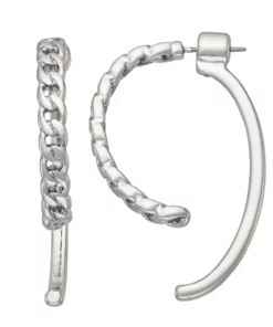 Simply Vera Vera Wang Silver Tone Chain Front-To-Back Drop Earrings