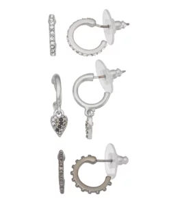 Simply Vera Vera Wang Silver Tone Heart And Arrow Huggie Earring Set
