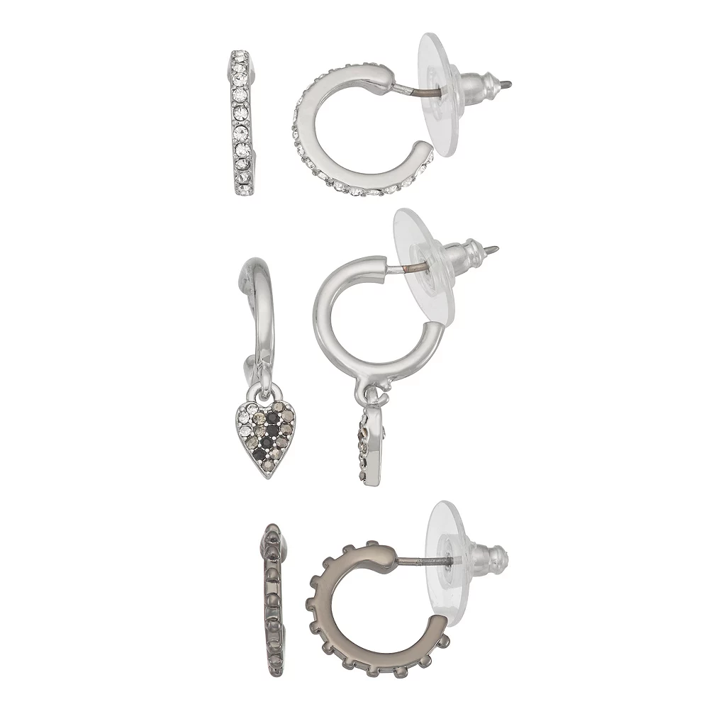 Simply Vera Vera Wang Silver Tone Heart And Arrow Huggie Earring Set