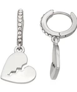Simply Vera Vera Wang Silver-Tone Drop Heart Hoop Earrings