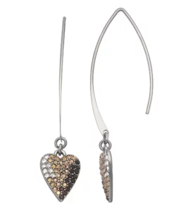 Simply Vera Vera Wang Silver Tone Pave Heart Threader Earrings