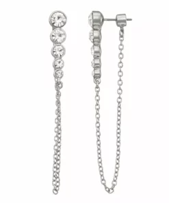 Simply Vera Vera Wang Silver Tone Linear Front Back Earrings