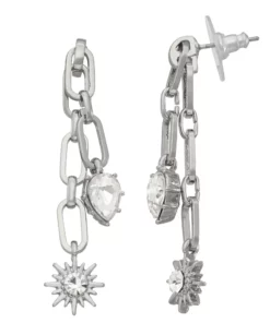 Simply Vera Vera Wang Silver Tone Linear Starburst Earrings