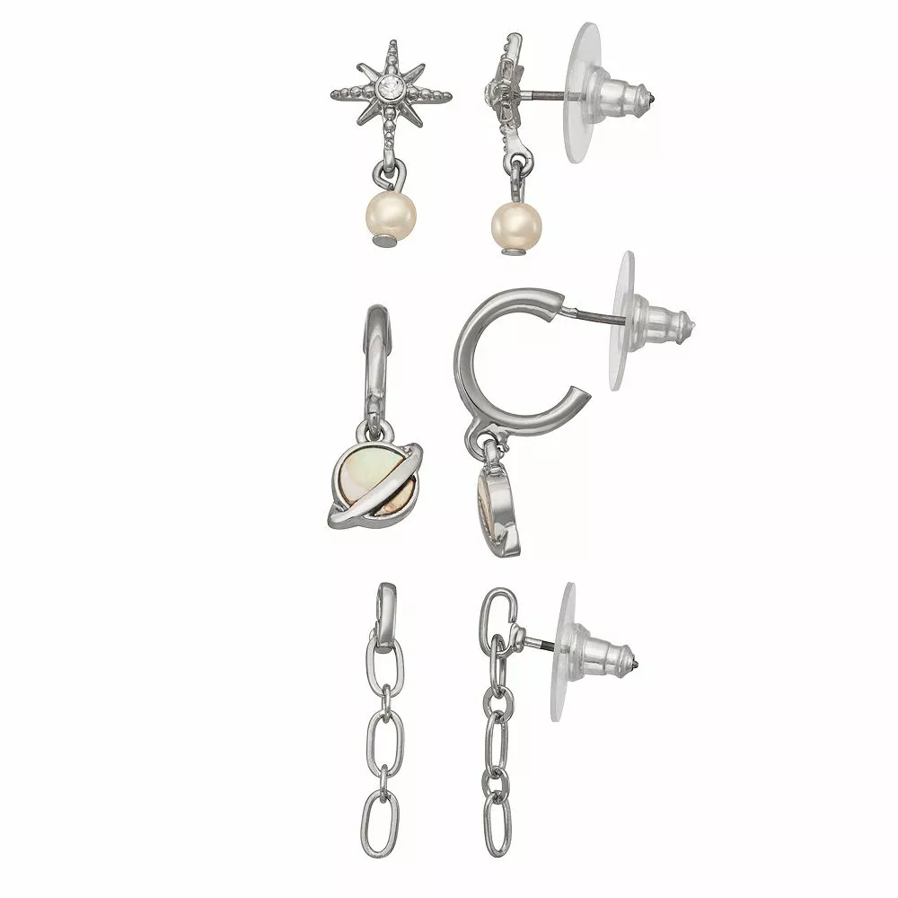 Simply Vera Vera Wang Silver Tone Galaxy Drop Earring Set