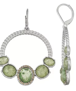 Simply Vera Vera Wang Silver-Tone Green Stone Drop Earrings