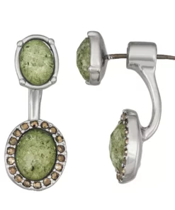 Simply Vera Vera Wang Silver-Tone Green Stone Stud Earrings